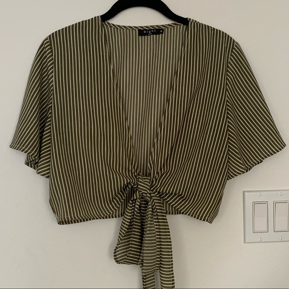 Striped Tie Front Top